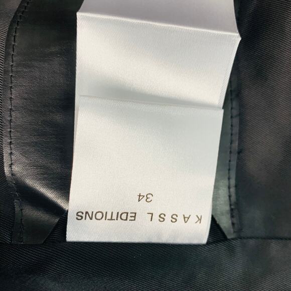 KASSL Size S Black Cotton Blend Padded Faux Leather Bomber Jacket - Picture 6 of 7